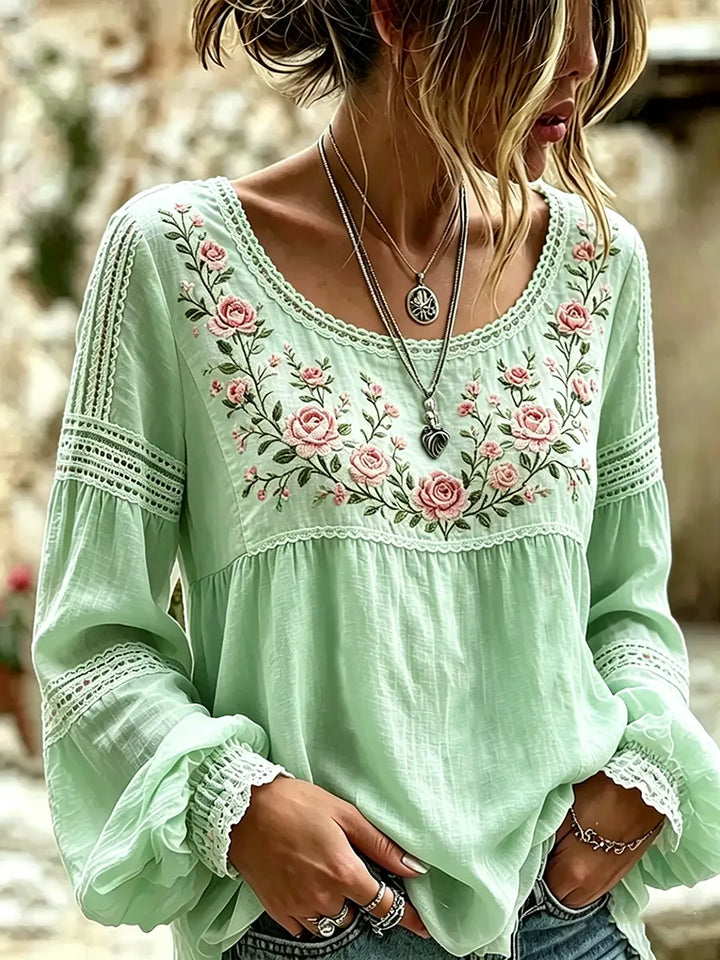 Tressalia - Embroidered Linen Blouse
