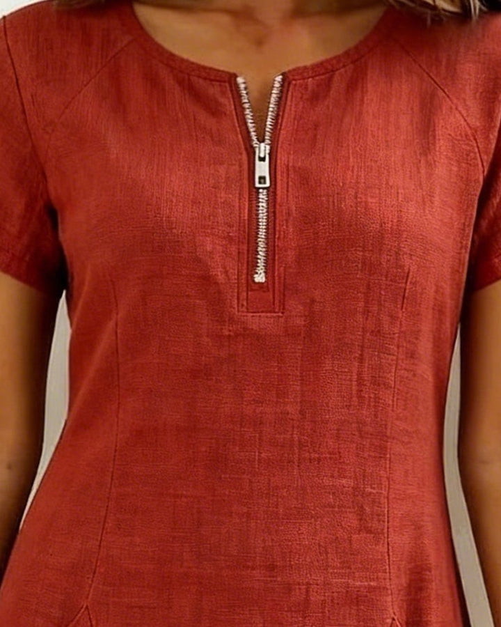 Girella - Breezy Linen A-Line Dress