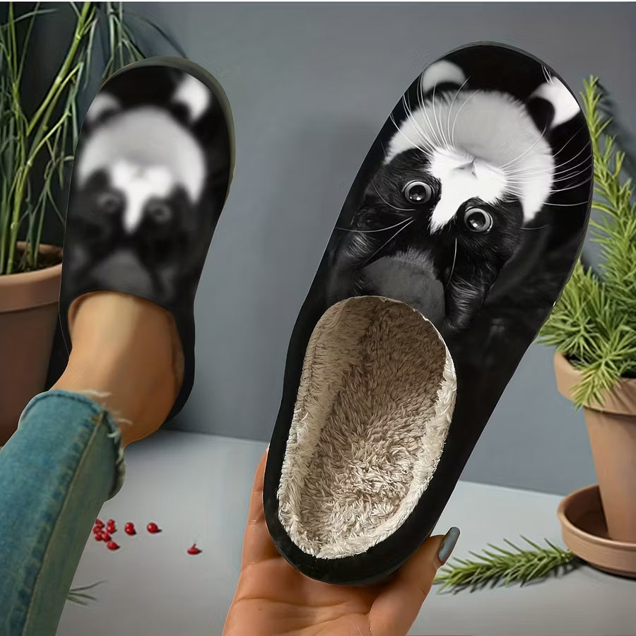 Zita - Ultra-Soft Cat-Print Slip-On Slippers