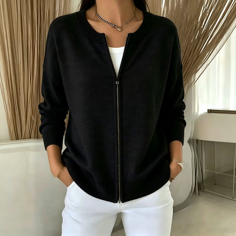 Xyla - Relaxed Fit Knitted Zip Jacket