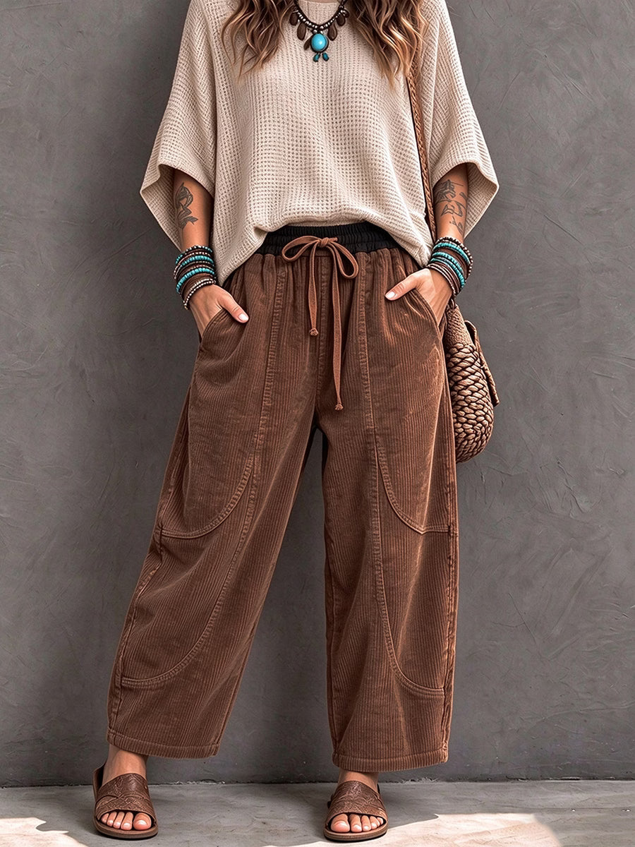 Basma - Relaxed Drawstring Corduroy Trousers