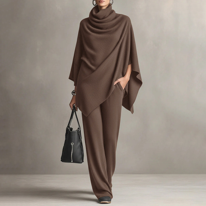Kaelis - Draped Turtleneck Two Piece Trouser Set