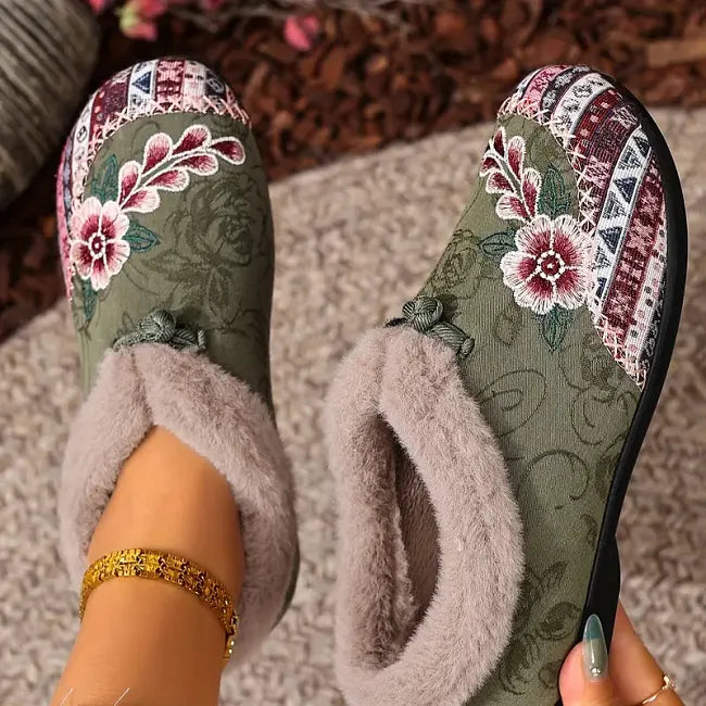 Isola - Floral Plush Lined Slip On Shoes