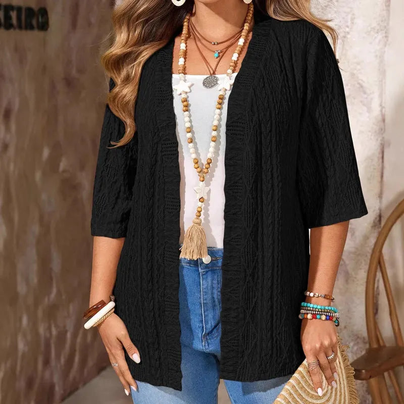 Delienne - Soft-Touch Pointelle Knit Cardigan