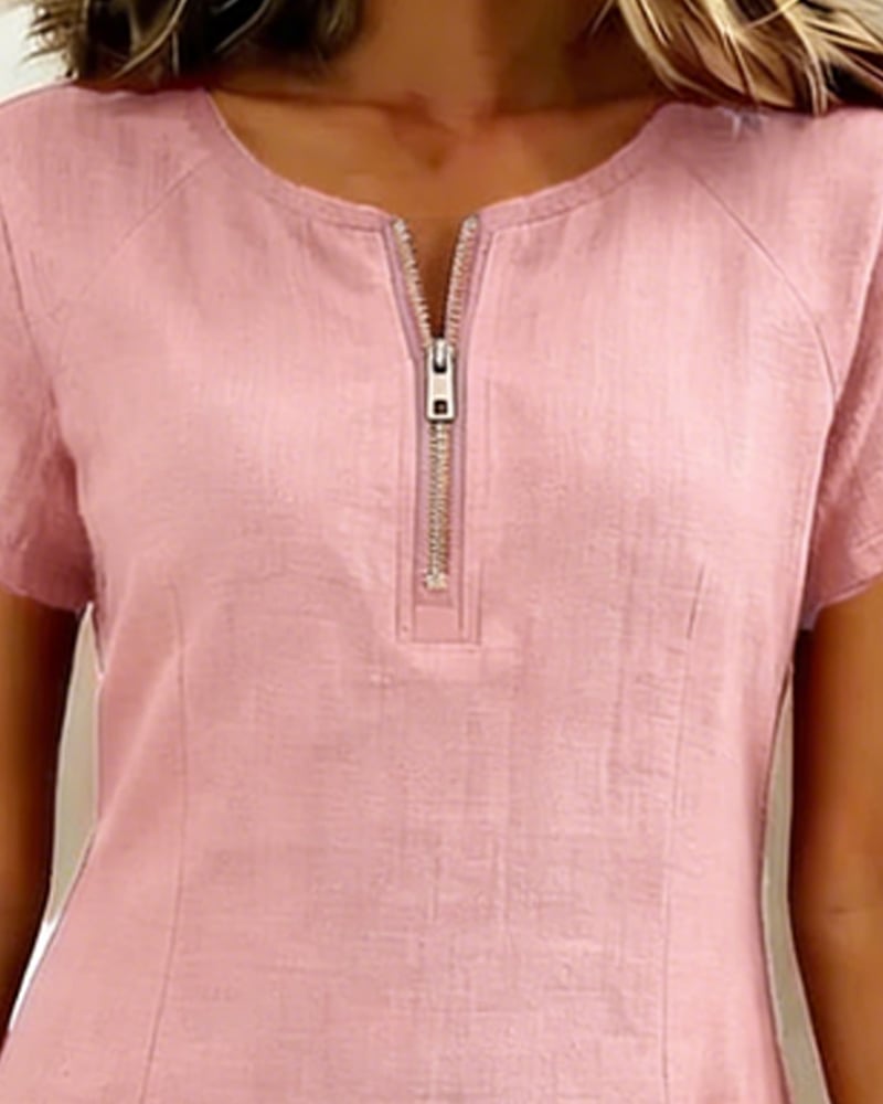 Girella - Breezy Linen A-Line Dress