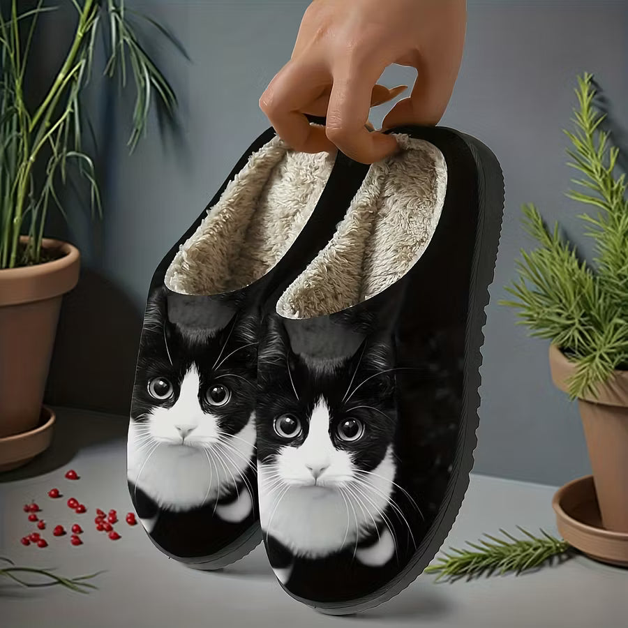 Zita - Ultra-Soft Cat-Print Slip-On Slippers