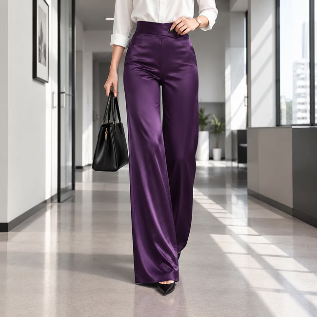 Esmae - Lustrous Wide-Leg Trousers