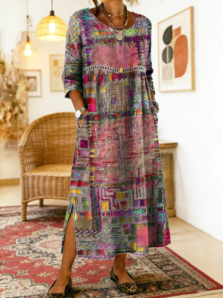 Maelle - Printed Loose Midi Dress Casual Fit