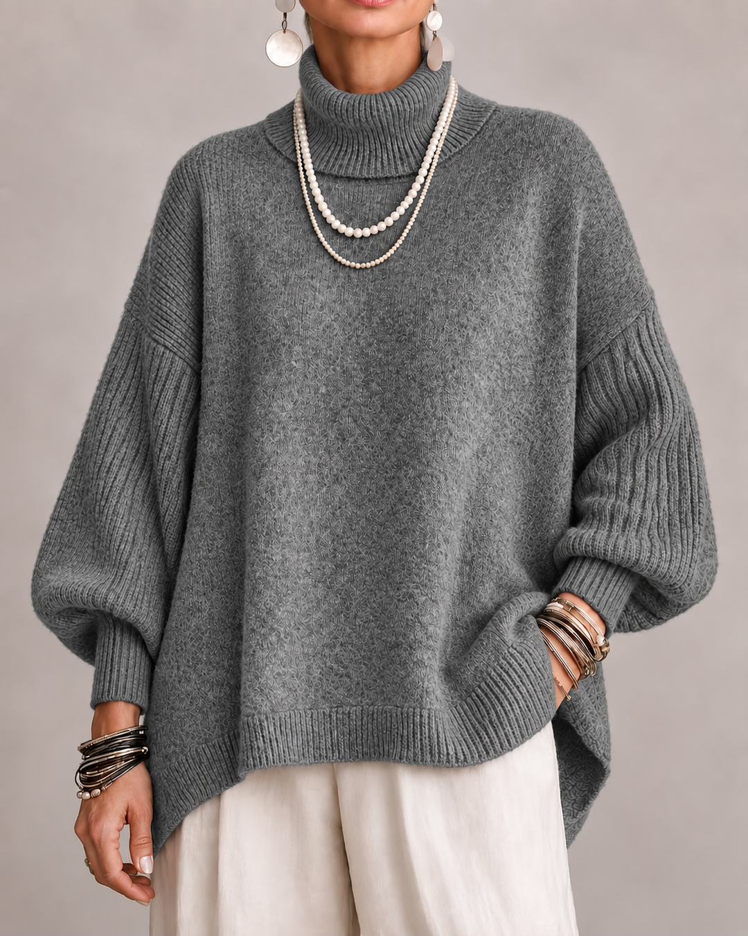 Sorcha - Relaxed Draped Turtleneck Sweater