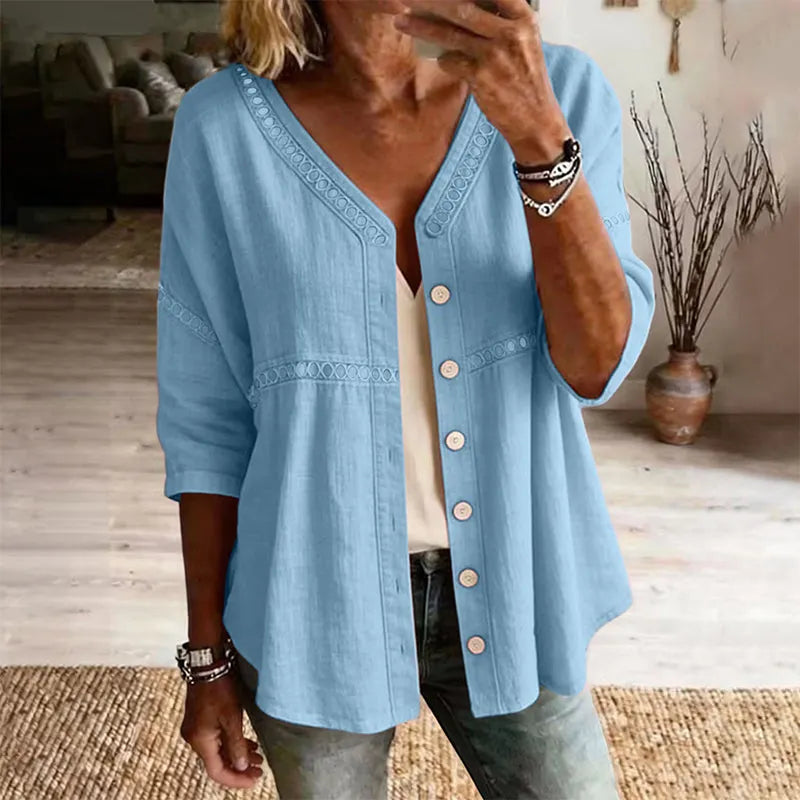 Ardena - Embroidered Button Front Blouse