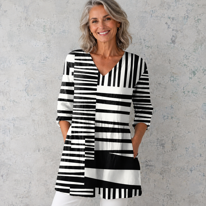 Savannah - Draped V-Neck Longline Blouse