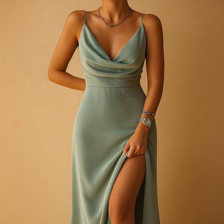 Oreliaa - Luxe V-Neck Maxi Dress