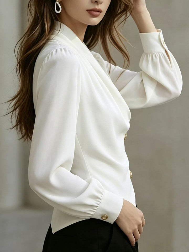 Ximena - Elegant Draped Satin Blouse