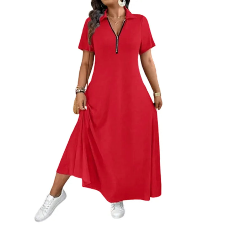 Primelle - Soft-Touch Zip-Neck Maxi Dress