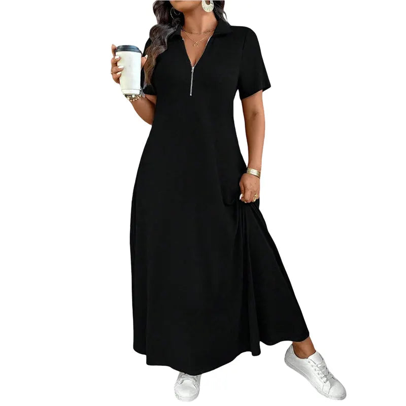 Primelle - Soft-Touch Zip-Neck Maxi Dress
