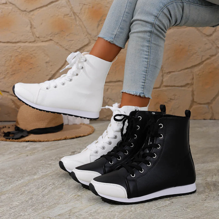 Deloriane - Casual Lace Up Ankle Boots