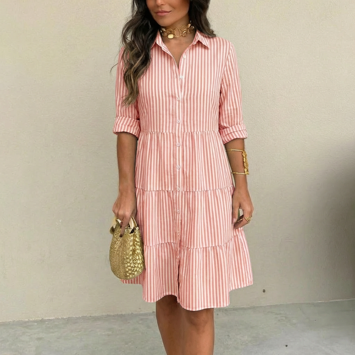 Ilyara - Lightweight Striped Button-Front Dress