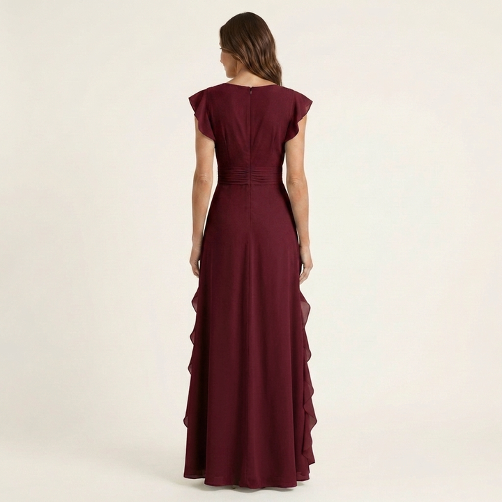Delyth - Elegant Ruffle Wrap Maxi Dress