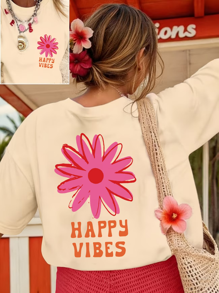 Zorina - Soft-Touch Oversized Floral Graphic T-Shirt