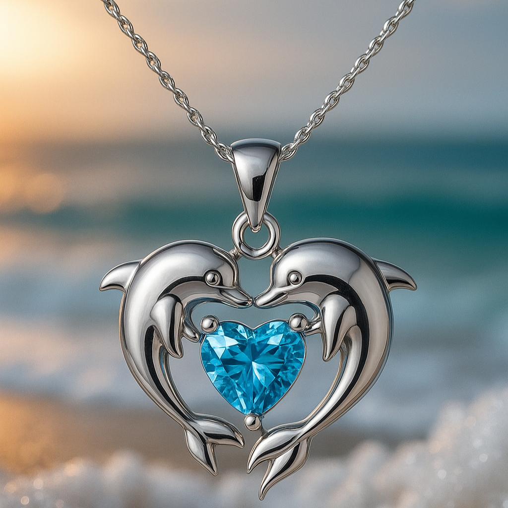 Mirae - Dolphin Heart Pendant Necklace