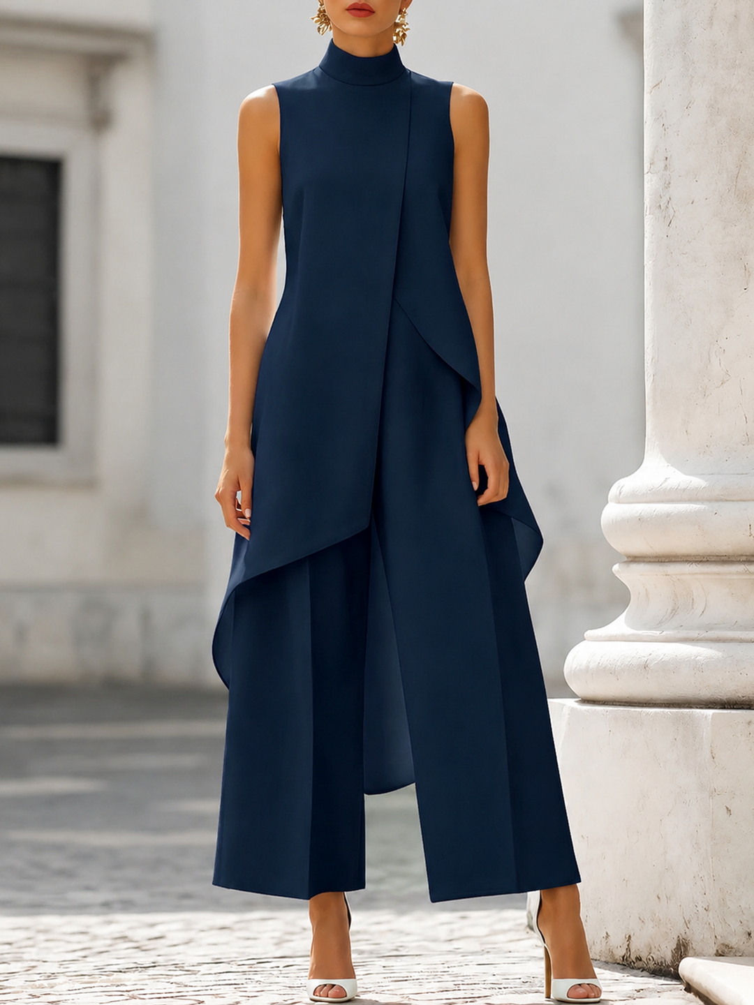 Loretta - Sculpted Asymmetric High-Neck Co-ord Set
