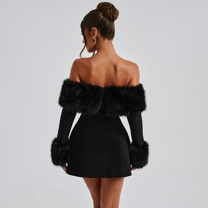 Lumiella - Plush Off-Shoulder Dress