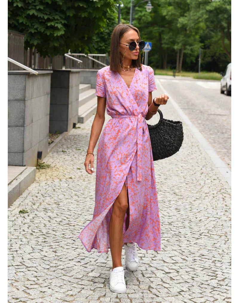 Zayvia - Soft-Touch Sculpting V-Neck Dress