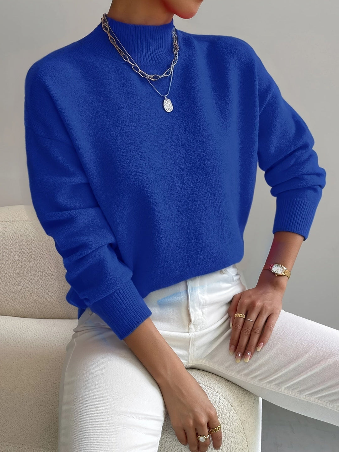 Astra - Mock Neck Relaxed Knit Sweater