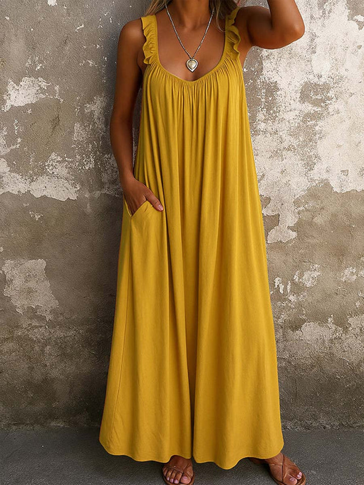 Sylvana - Airy Ruffle-Strap Maxi Dress
