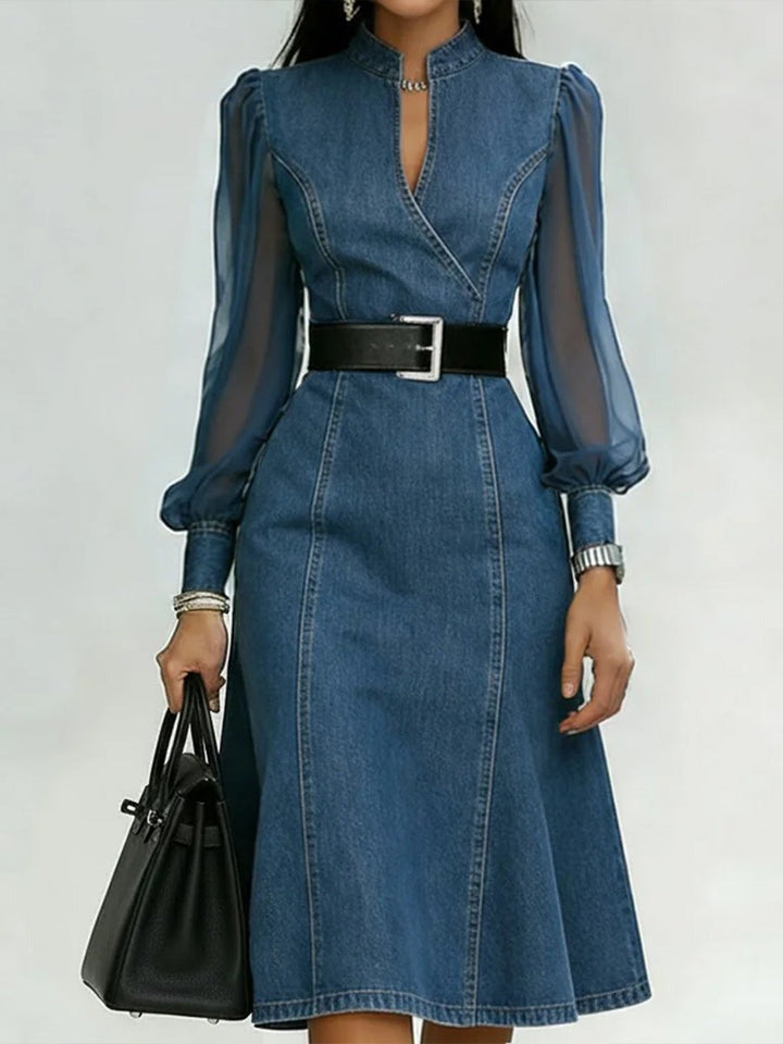 Olivia - Elegant Sheer-Sleeve Dress