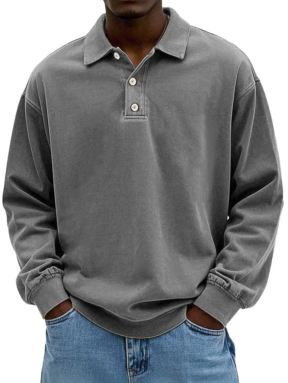 Brychan - Vintage-Wash Long Sleeve Polo Shirt