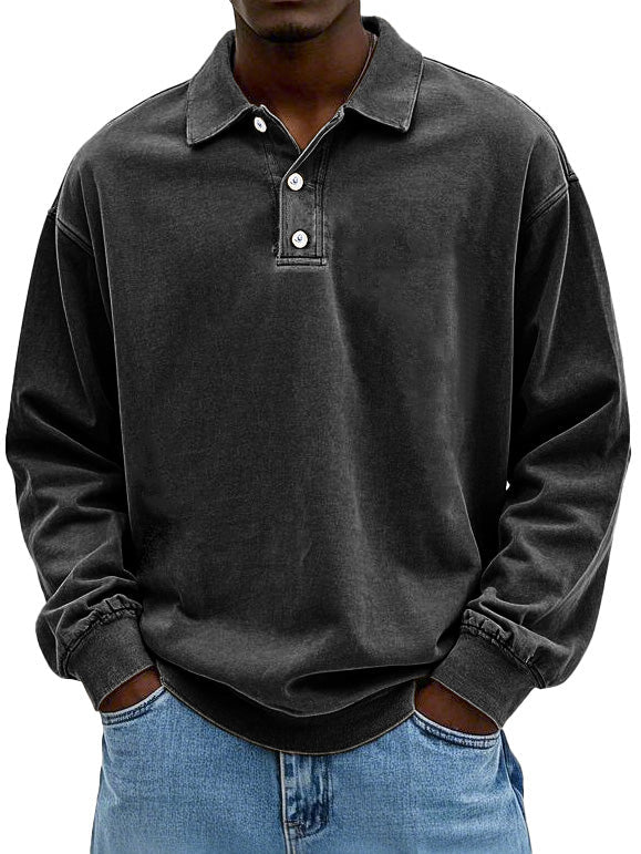 Brychan - Vintage-Wash Long Sleeve Polo Shirt