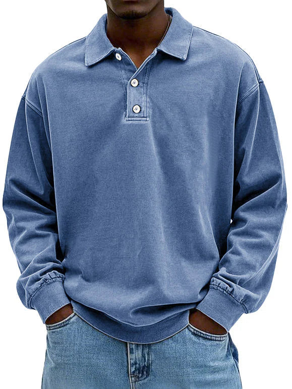 Brychan - Vintage-Wash Long Sleeve Polo Shirt