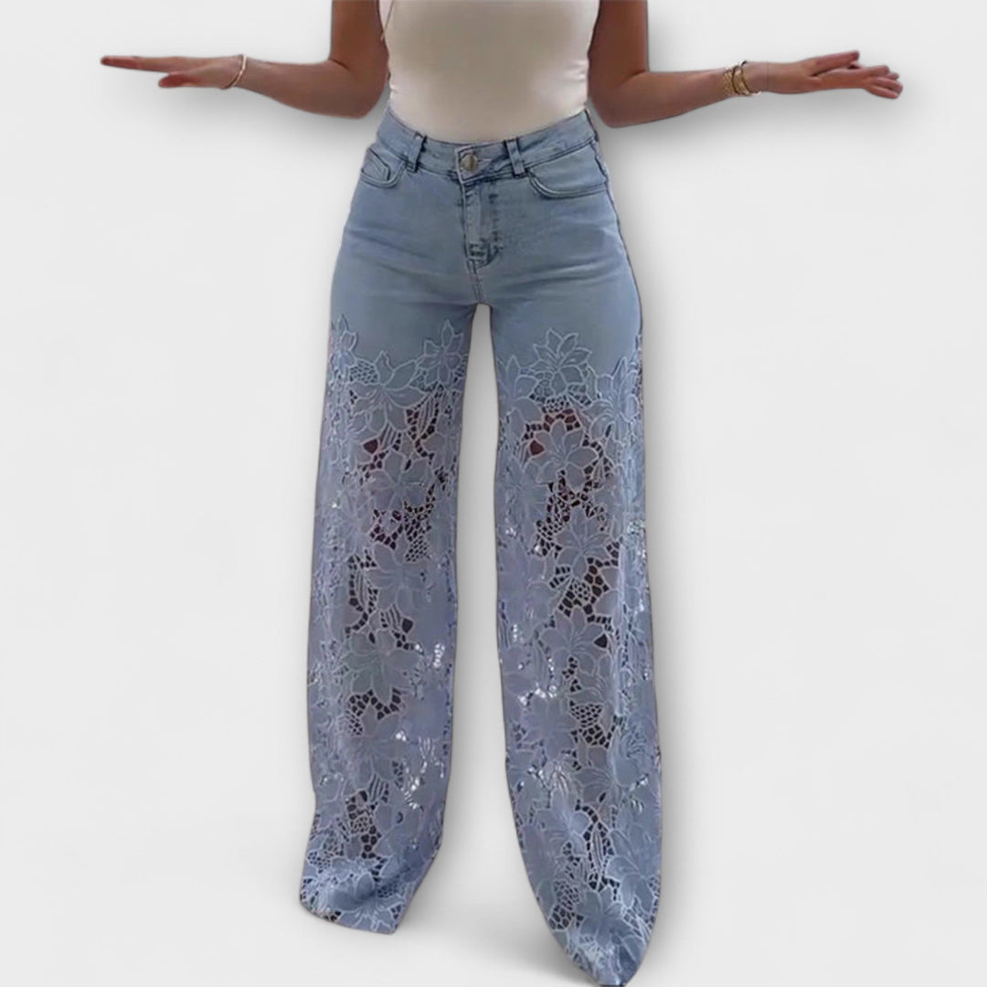 Elenai - Premium Lace-Patchwork Jeans