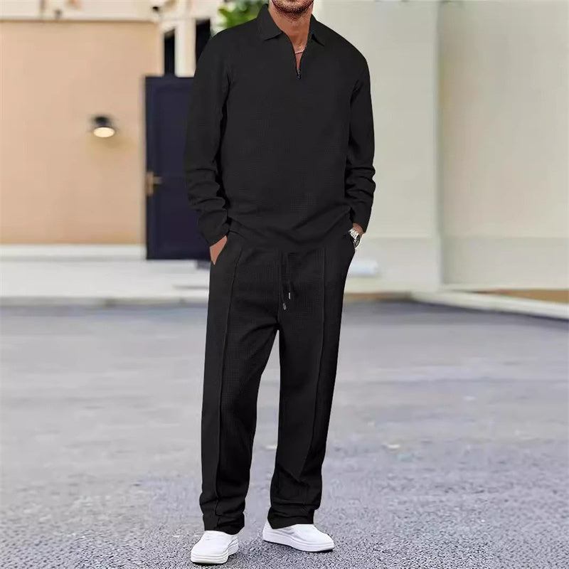 Vexar - Soft Touch Waffle Knit Quarter Zip Lounge Set