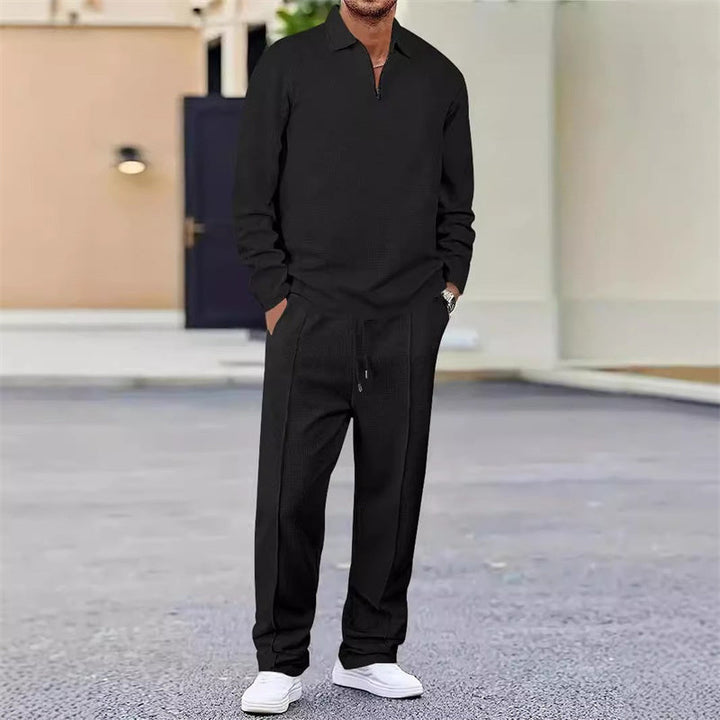 Vexar - Soft Touch Waffle Knit Quarter Zip Lounge Set