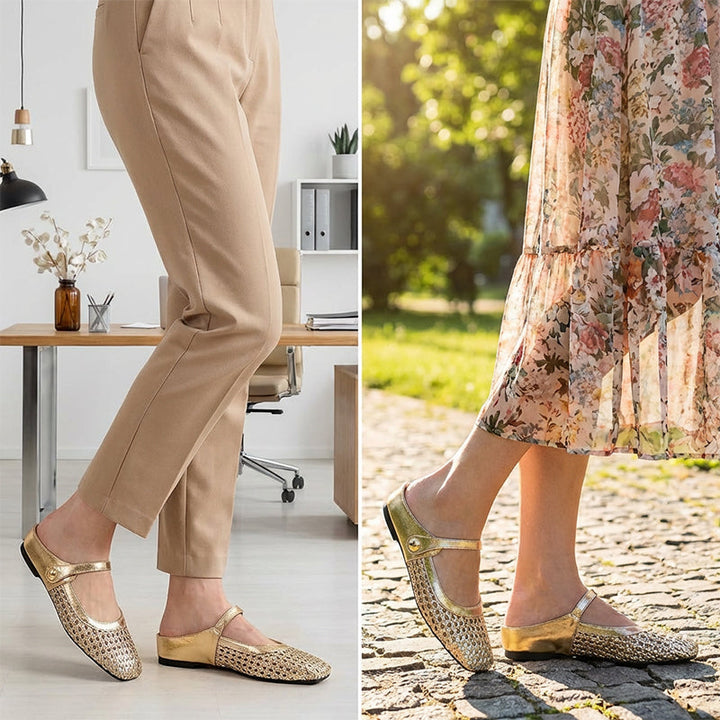 Ulia - Breathable Square-Toe Mary Jane Mules