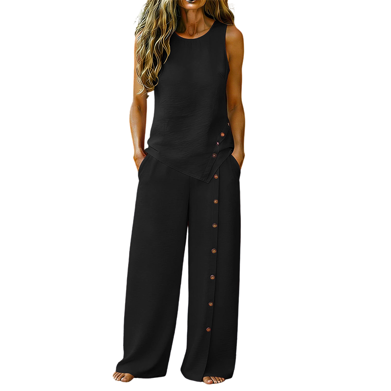 Amanda - Breathable Sleeveless Top & Wide-Leg Trousers Set