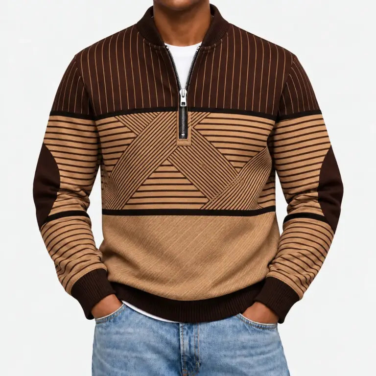 Ifan - Geometric Half Zip Jumper