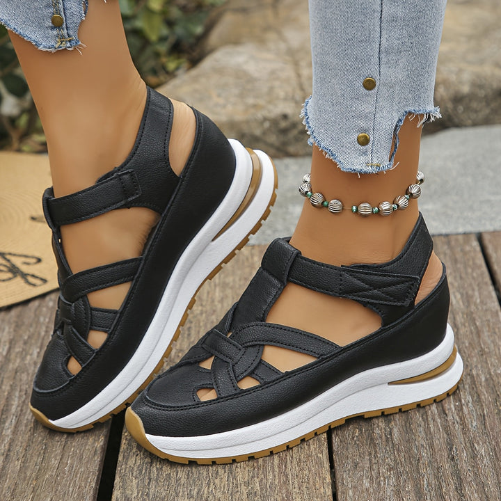 Novessia - Cut Out Platform Wedge Sandals