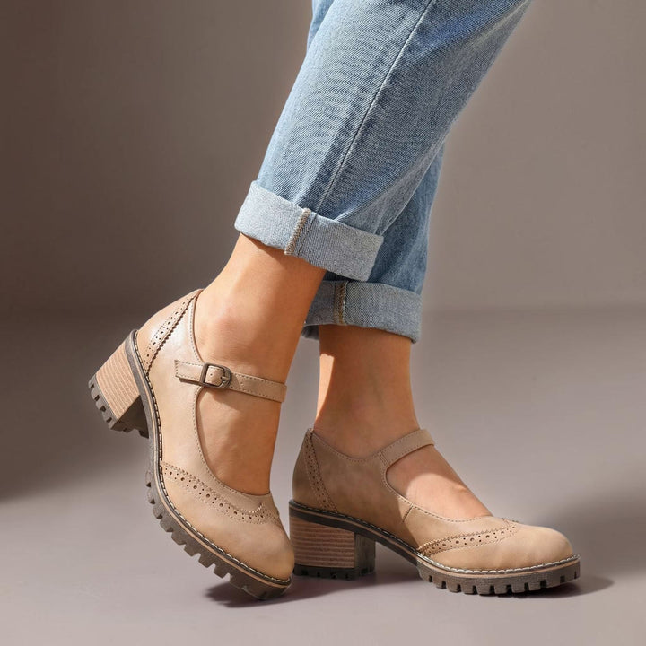 Ilyra - Buckle Strap Block Heel Shoes