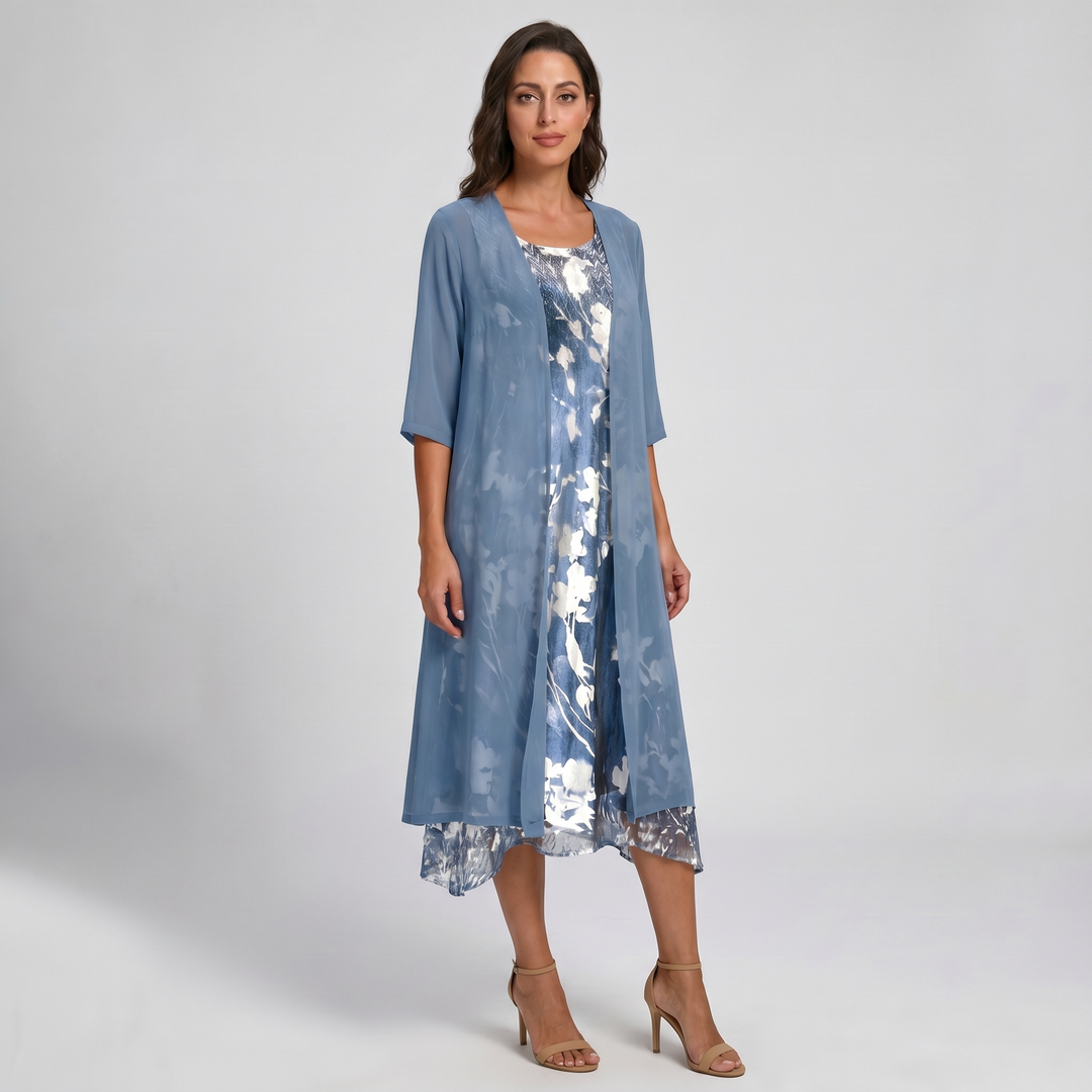 Delavelle - Elegant Layered Midi Dress Set