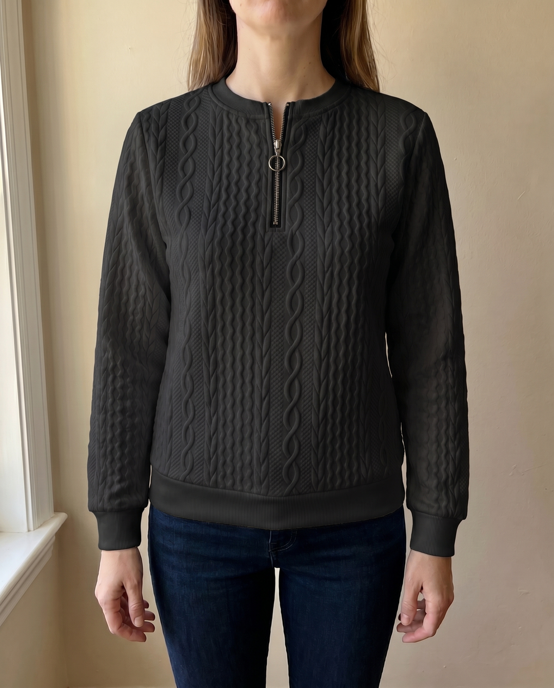 Darla - Textured Zip Sweater